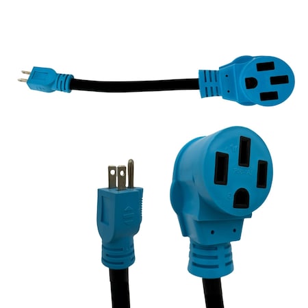 Connecticut Electric Plug Adapter, Dogbone, 14-50R, 5-15P, 1 ft., Black/Blue HEDB5015AD